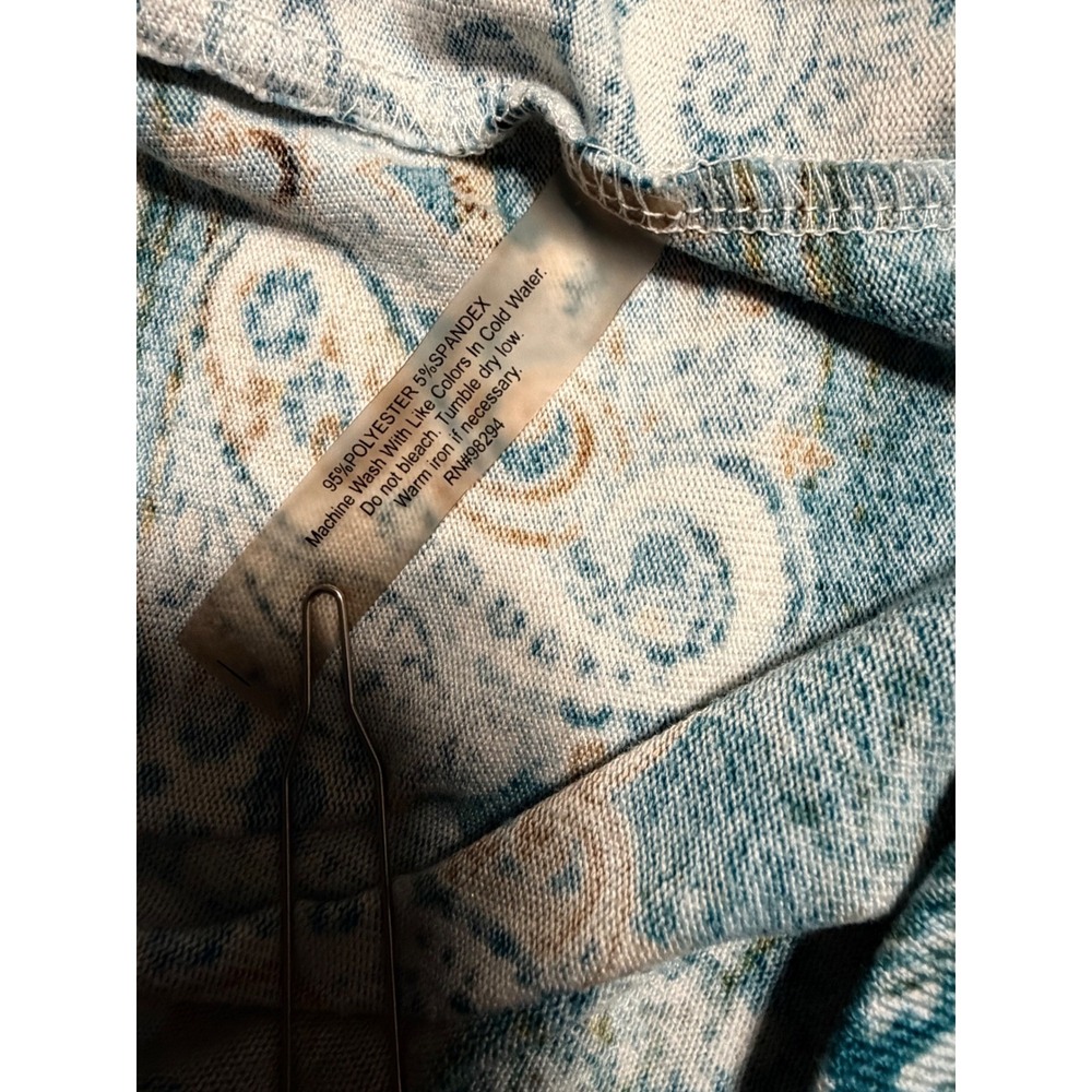 Onque Casual Womens XL Blue Paisley Patchwork Full Zip Knit Jacket Boho - Picture 4 of 6